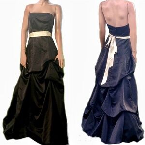 VTG Y2K~Forever Yours~Black Strapless Gathered/Ruched Skirt Prom Formal Gown~6